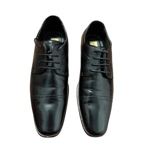 Antonio Cerrelli Mens Black Cap Toe Oxford Dress Shoes Lace Up Leather Sz 10.5